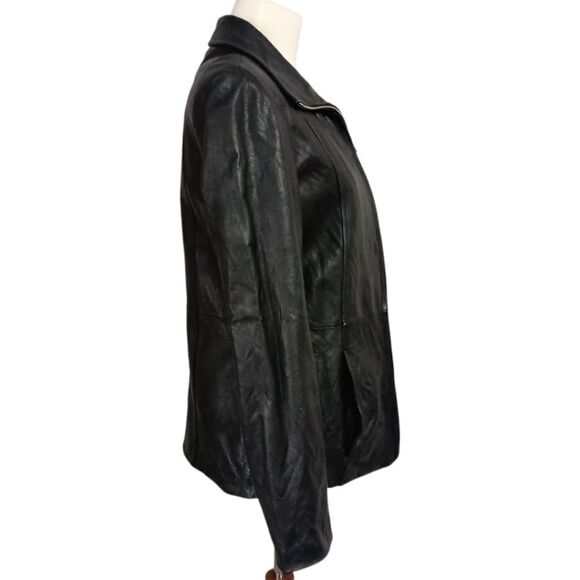 Y2K Wilsons Womens Leather Jacket S Black Fitted Thinsulate Quilt Lined Zip Up - Picture 2 of 16